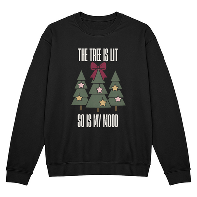 Christmas Tree Bow Crewneck Sweatshirt – The Tree Is Lit So Is My Mood