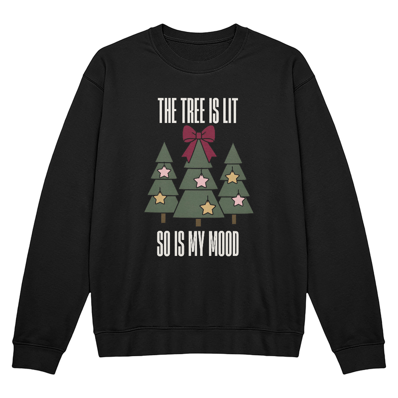 Christmas Tree Bow Crewneck Sweatshirt – The Tree Is Lit So Is My Mood