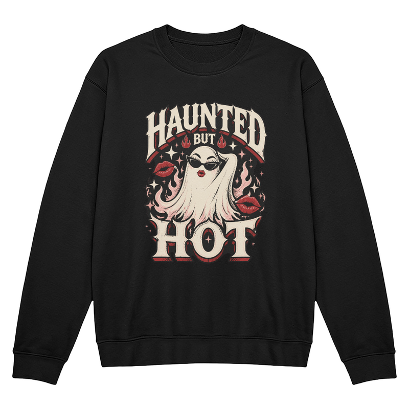 Haunted But Hot Ghost Halloween Crewneck Sweatshirt