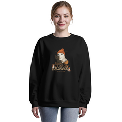 Too Cute to Spook Ghost & Black Cat Halloween Crewneck Sweatshirt