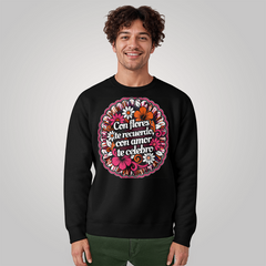 Con Flores Te Recuerdo Día de los Muertos Black Crewneck