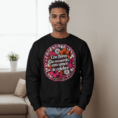 Con Flores Te Recuerdo Día de los Muertos Black Crewneck