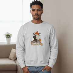 Too Cute to Spook Ghost & Black Cat Halloween Crewneck Sweatshirt