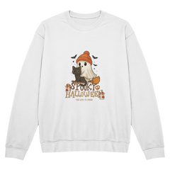 Too Cute to Spook Ghost & Black Cat Halloween Crewneck Sweatshirt