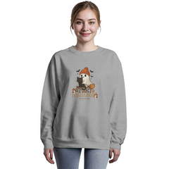 Too Cute to Spook Ghost & Black Cat Halloween Crewneck Sweatshirt